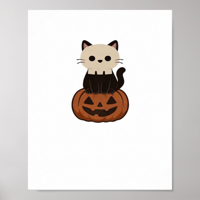 Affiche Kawaii Halloween Chat et T-shirt classique citroui (Devant)