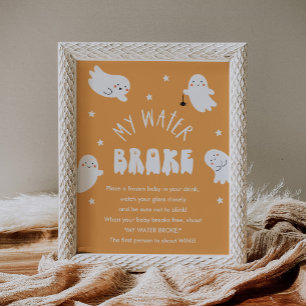 Affiche Kawaii Halloween My Water Broke Baby shower Jeu