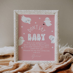 Affiche Kawaii Halloween ne pas dire Baby shower Jeu signe