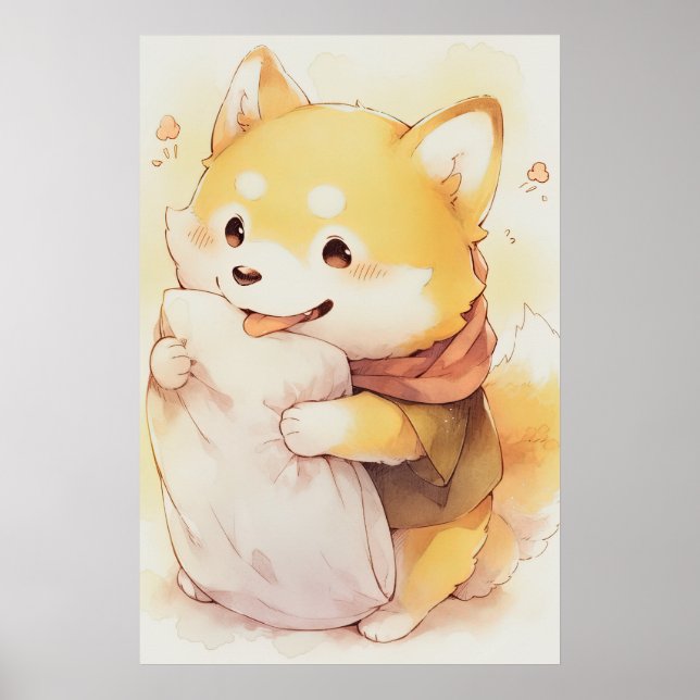 Affiche Kawaii Inu Coussin (Devant)
