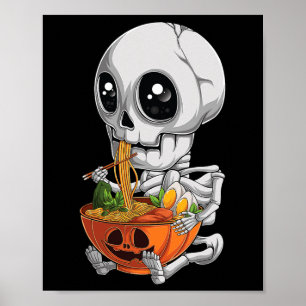 Affiche Kawaii japonais Anime Skeleton Halloween Ramen Foo