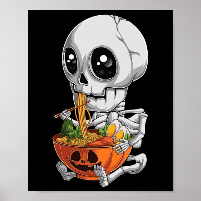 Affiche Kawaii japonais Anime Skeleton Halloween Ramen Foo (Devant)