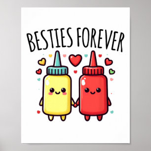 Affiche Kawaii Ketchup Et Mustard Funny Bff Correspondant 