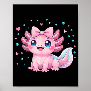 Affiche Kawaii Mignon Axolotl Coquette Nœud Femmes Filles