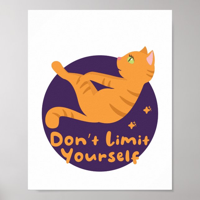 Affiche Kawaii mignon chat orange faisant du yoga pose (Devant)
