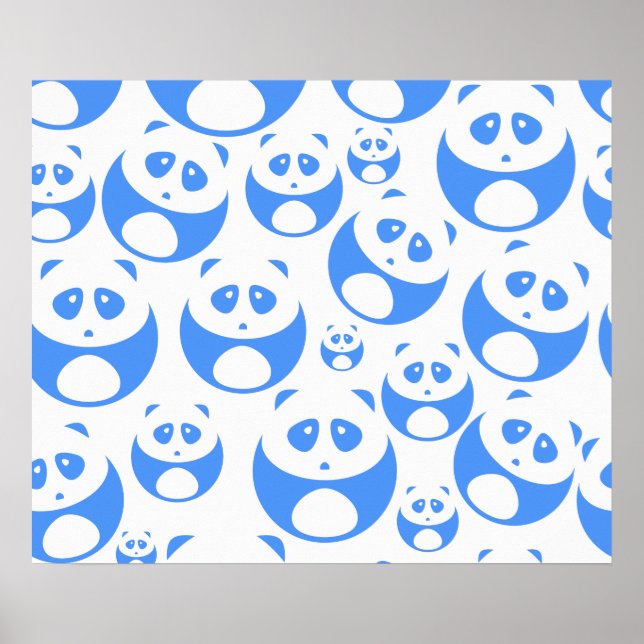 Affiche Kawaii Panda bébé bleu et blanc modèle (Devant)