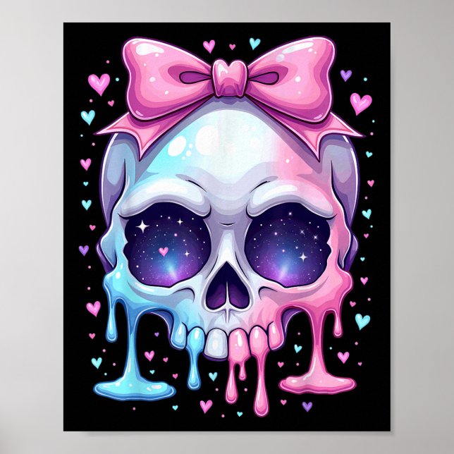 Affiche Kawaii Pastel Goth Creepy Bowtie Girl Skull Hallow (Devant)