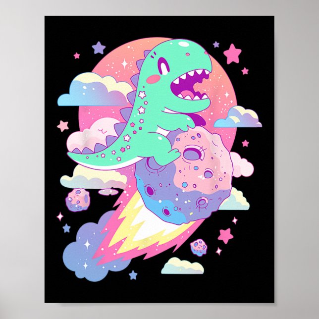 Affiche Kawaii Pastel Goth Déplaisant Cute Chibi Dinosaur  (Devant)