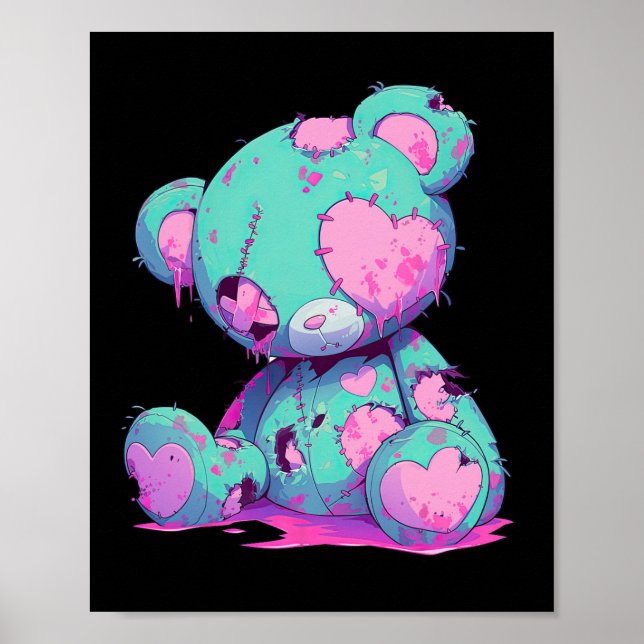 Affiche Kawaii Pastel Goth Déplaisant Cute Witchy Zombie O (Devant)