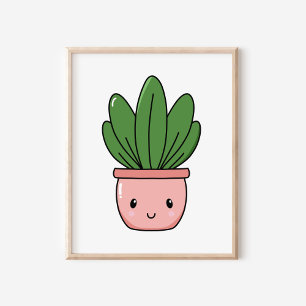 Affiche Kawaii Poted Plante Art