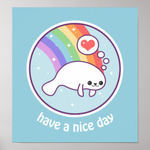 Affiche Kawaii Rainbow Manatee