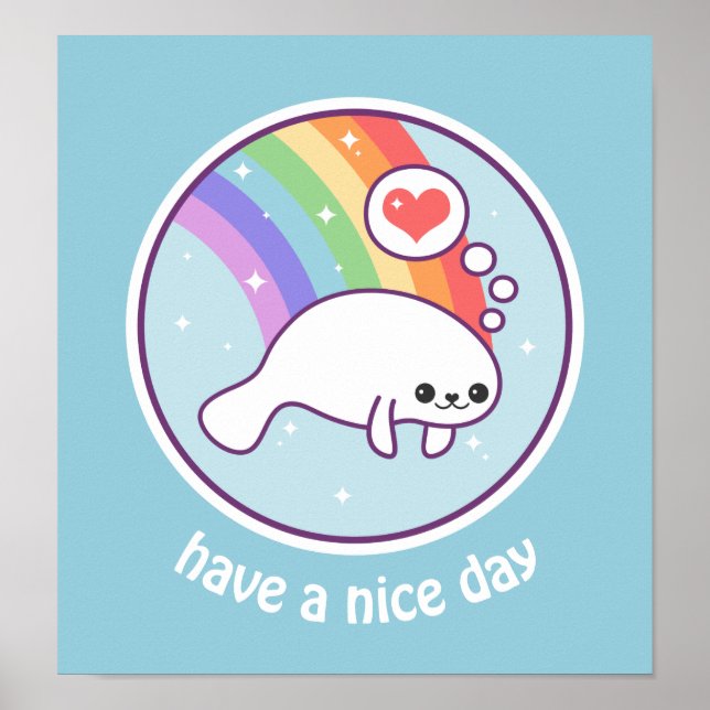 Affiche Kawaii Rainbow Manatee (Devant)