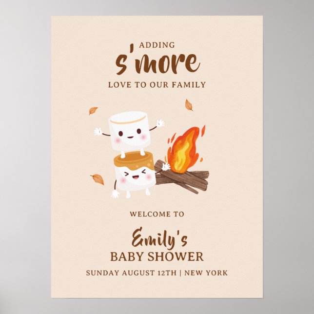 Affiche Kawaii S'more Love Baby shower de feu de camp Bien (Devant)