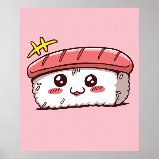 Affiche Kawaii Sushi Cute Japonaise Nourriture japonaise (Devant)