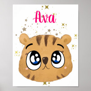 Affiche kawaii tigre