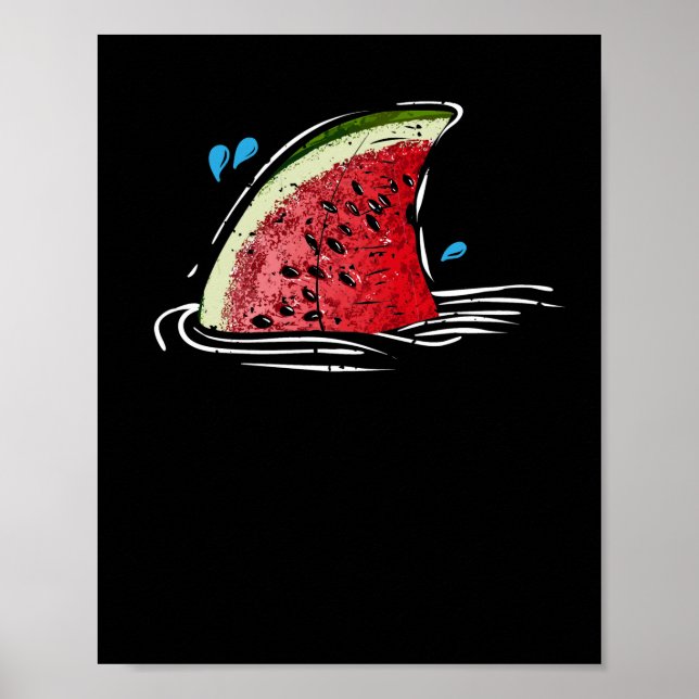 Affiche Kawaii Watermelon Shark Fin famille vacances d'été (Devant)