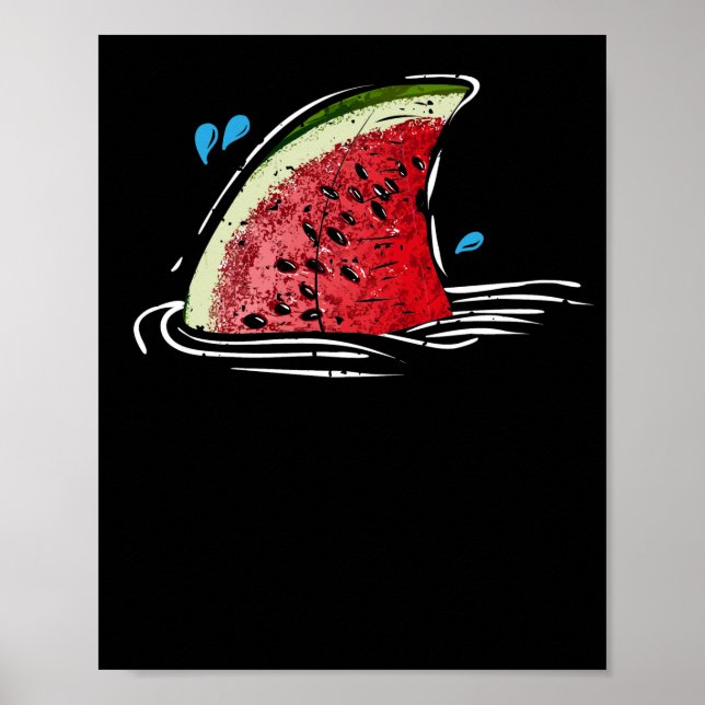 Affiche Kawaii Watermelon Shark Fin famille vacances d'été (Devant)