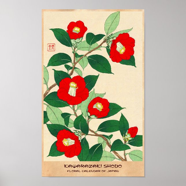 Affiche Kawarazaki Shodo Calendrier floral du Japon fleurs (Devant)