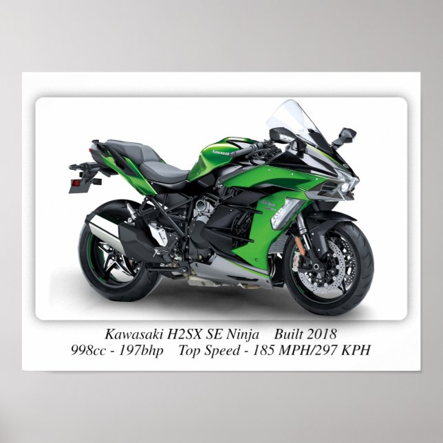 Affiche Kawasaki H2SX SE Ninja Moto - A3 (Devant)