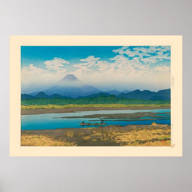 Affiche Kawase Hasui Mt Fuji Seen from the River Banyu (Devant)