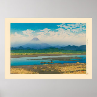 Affiche Kawase Hasui Mt Fuji vu de la rivière Banyu