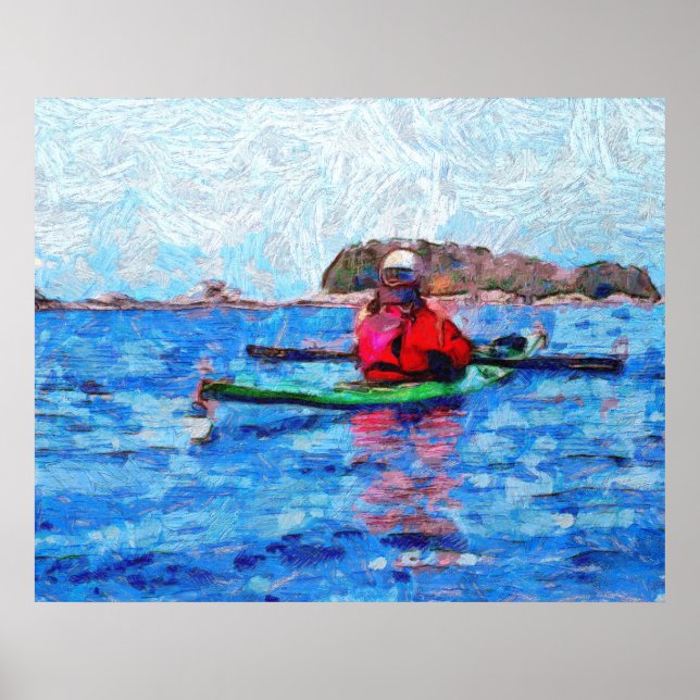 Affiche Kayak en Alaska Barenoff Islands Peinture (Devant)