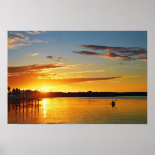 Affiche Kayakiste de Floride au coucher du soleil