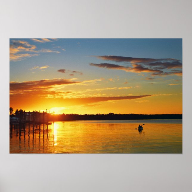 Affiche Kayakiste de Floride au coucher du soleil (Devant)