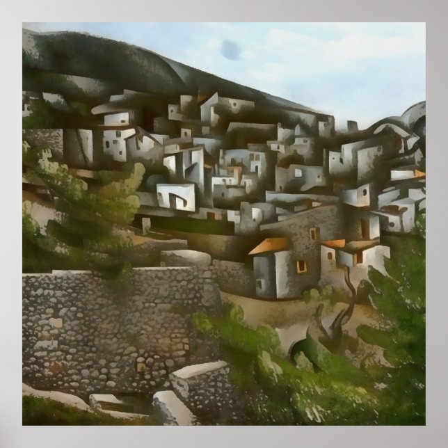 Affiche Kayakoy Hébergement grec historique Maisons artist (Devant)