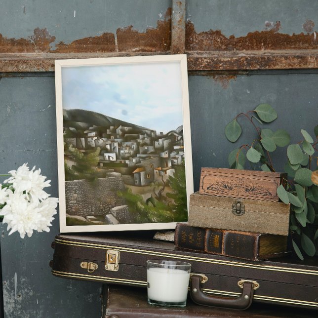 Affiche Kayakoy Hébergement grec historique Maisons artist (Créateur téléchargé)