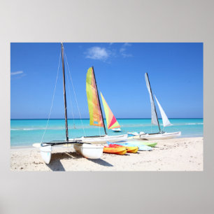 Affiche Kayaks, catamarans et plage cubaine de Kayaks 