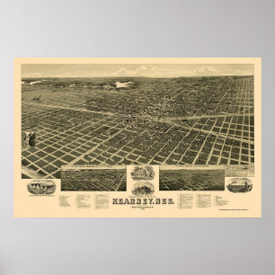 Affiche Kearney, carte panoramique de Ne - 1889