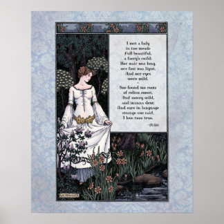 Affiche Keats "La Belle Dame" Victorian Art Poetry 16x20
