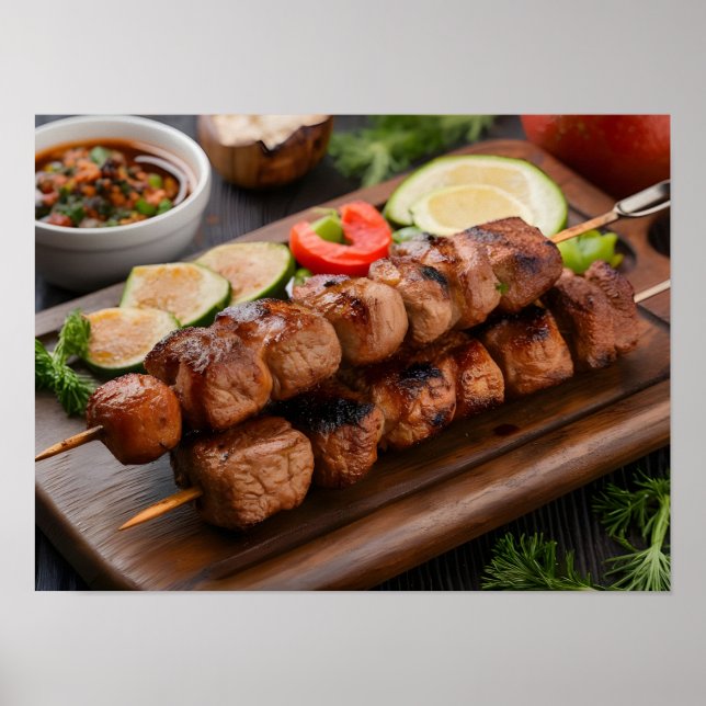 Affiche Kebab chichi avec viande grillée et Légume (Devant)