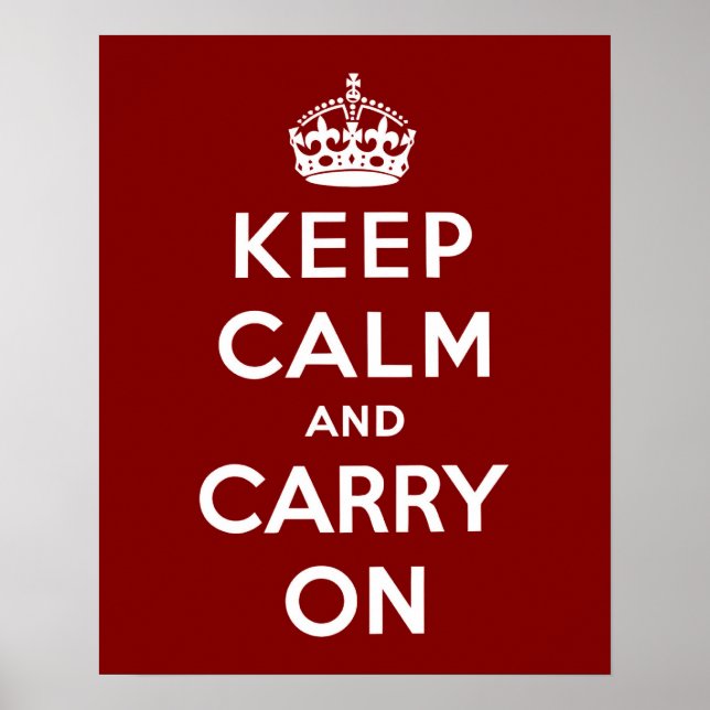 Affiche Keep Calm and Carry On in Maroon (Devant)