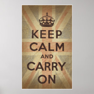 Affiche Keep Calm and Carry On with UK  Flag