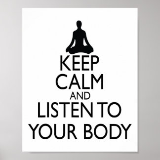 Affiche Keep Calm And Listen To Your Body, Yoga Design 