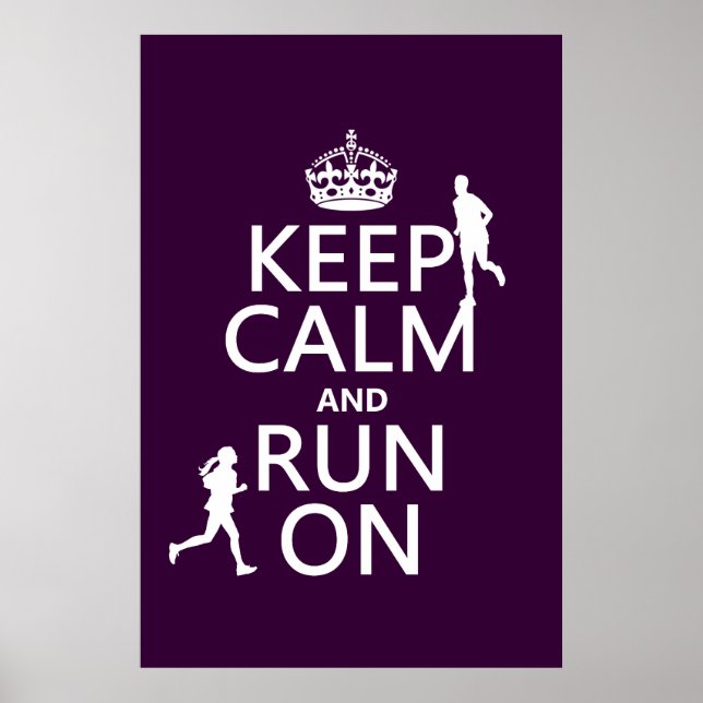 Affiche Keep Calm and Run On (customizable colors) (Devant)