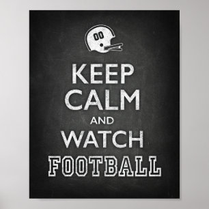 Affiche KEEP CALM AND WATCH FOOTBALL Sign Chalk Print