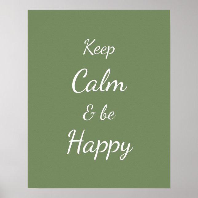 Affiche Keep Calm & Be Happy Sage Green (Devant)