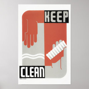 Affiche Keep Clean - Healthcare WPA Print - Vers 1937