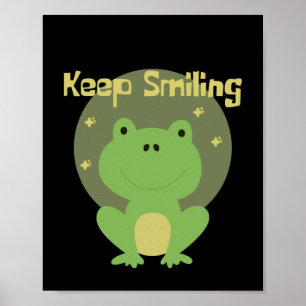 Affiche Keep smiling Kawaii green baby frog smiling 