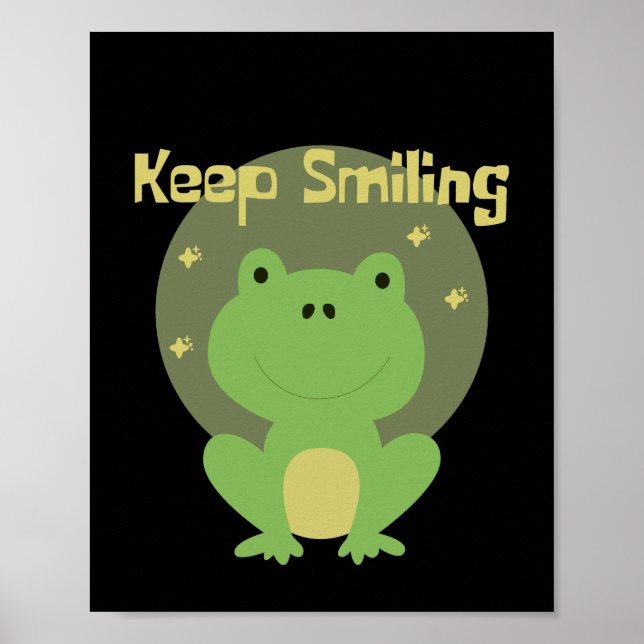 Affiche Keep smiling Kawaii green baby frog smiling  (Devant)