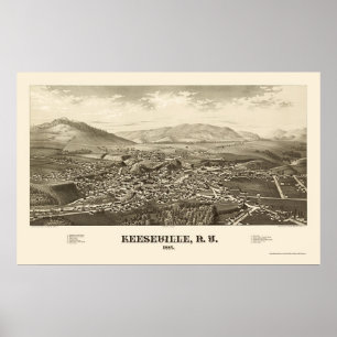 Affiche Keeseville, carte panoramique de New York - 1887