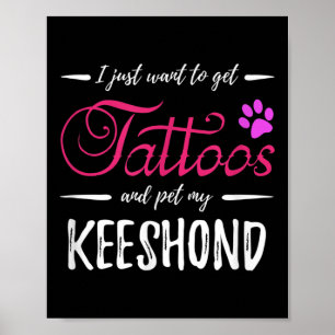 Affiche Keeshond Amoureux des chiens tatouage drôle Chien 