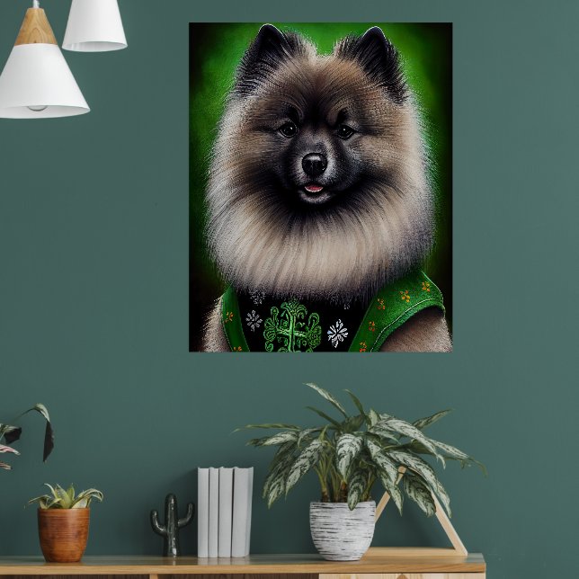 Affiche Keeshond Dog en tenue de jour St. Patrick (Salon 1)