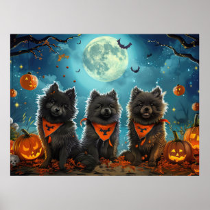Affiche Keeshond Halloween Éffrayant