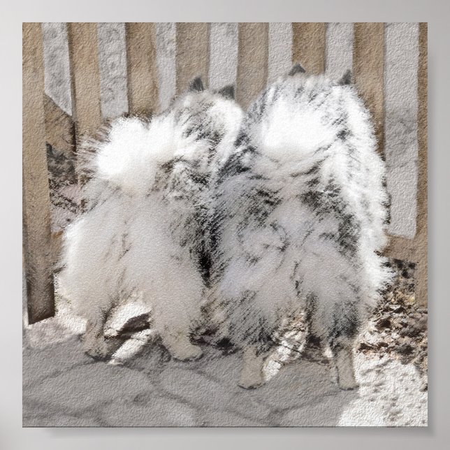 Affiche Keeshonds at the Gate Painting - Original Dog Art (Devant)