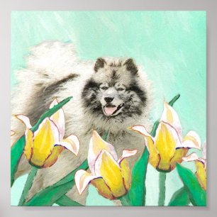 Affiche Keeshony in Tulips Peinture mignonne Original Chie