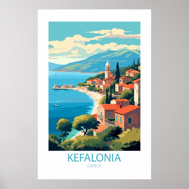 Affiche Kefalonia Grèce célèbres lieux de voyage (Devant)
